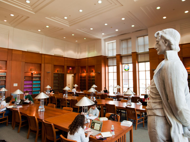 Students study in the law library