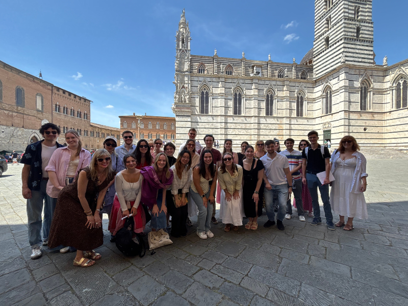 Students pose for a group photo in Siena.