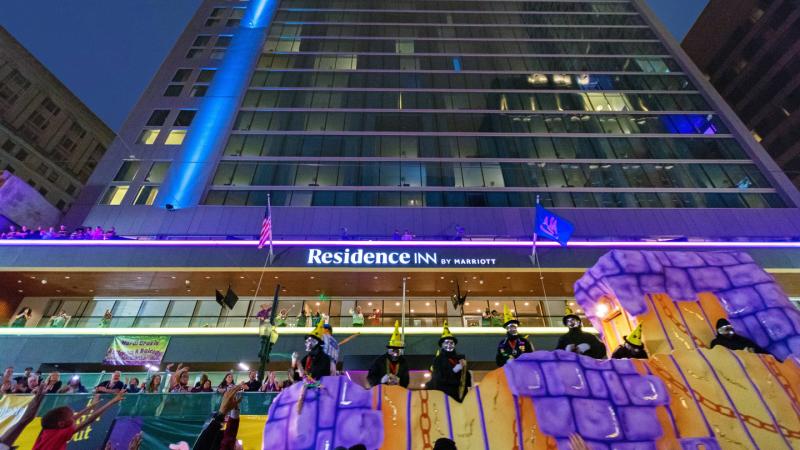 The 2025 hotel is Marriott's Residence Inn at 360 St. Charles Avenue The 2025 hotel is Marriott's Residence Inn at 360 St. Charles Avenue