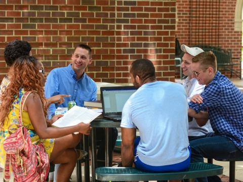 Students studying outside