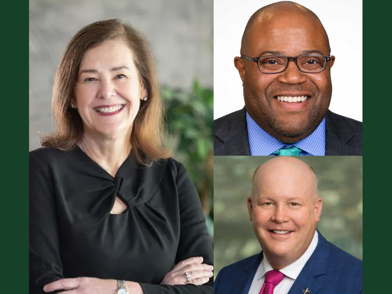 Clockwise: Meredith Hathorn (L'83), Kimani Little (L'05) and Chris Ralston (L'99) will join the law school's Dean's Advisory Board.