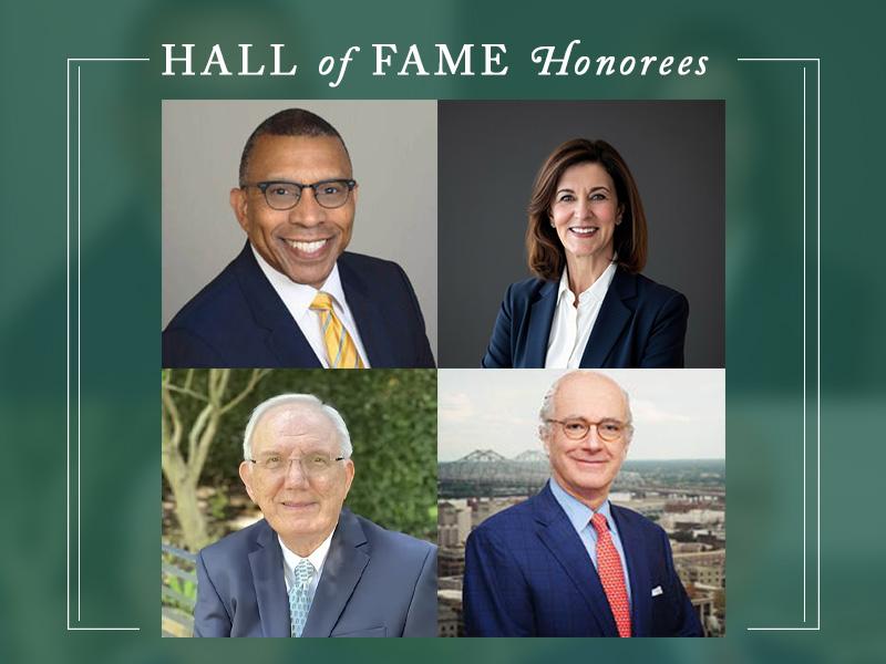 Four smiling Hall of Fame honorees in professional headshots.