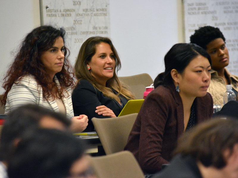 Student listens to lecture during class.